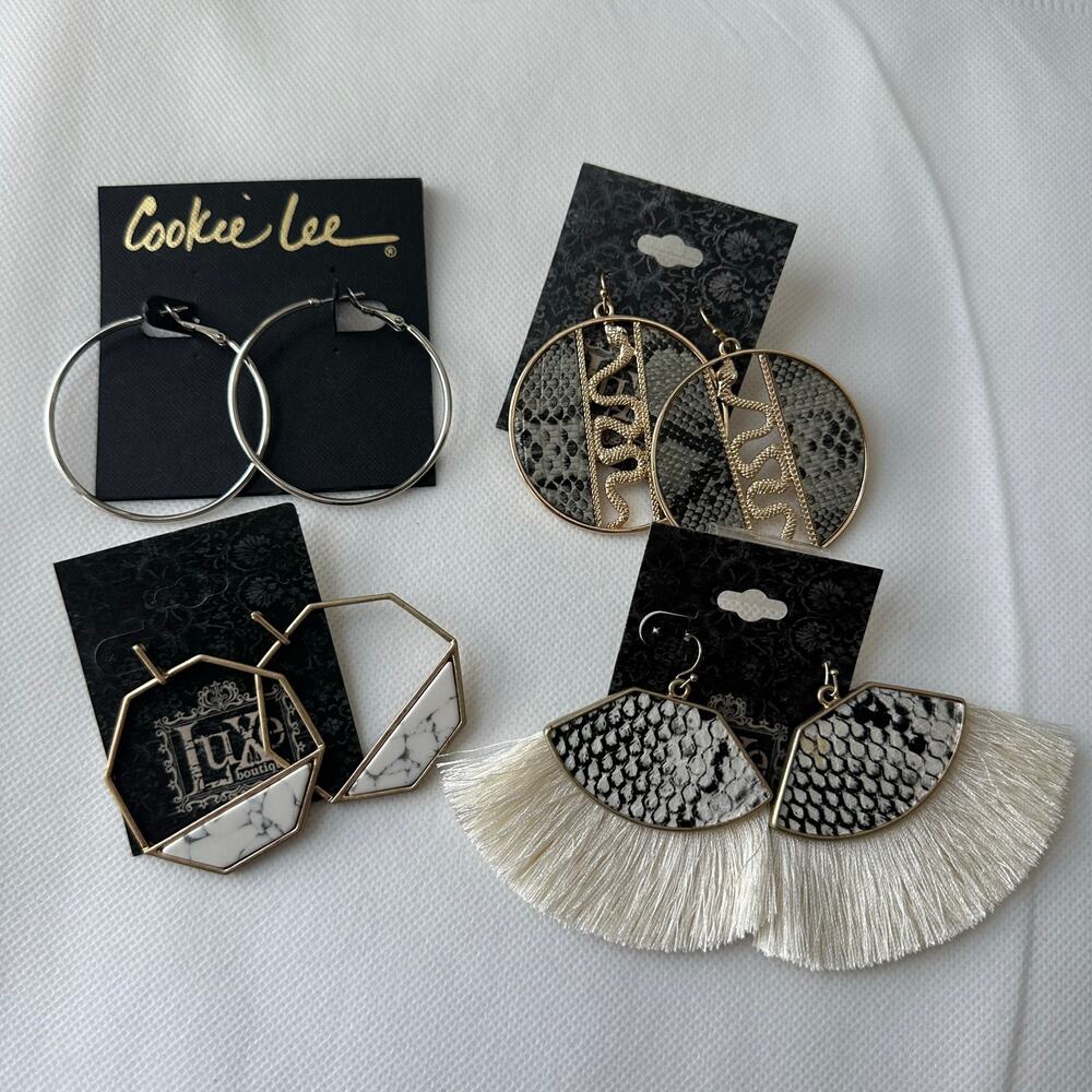 NWT! Boutique Boho Western Statement Earrings - Bundle Lot of 4 - Fringe, Snake